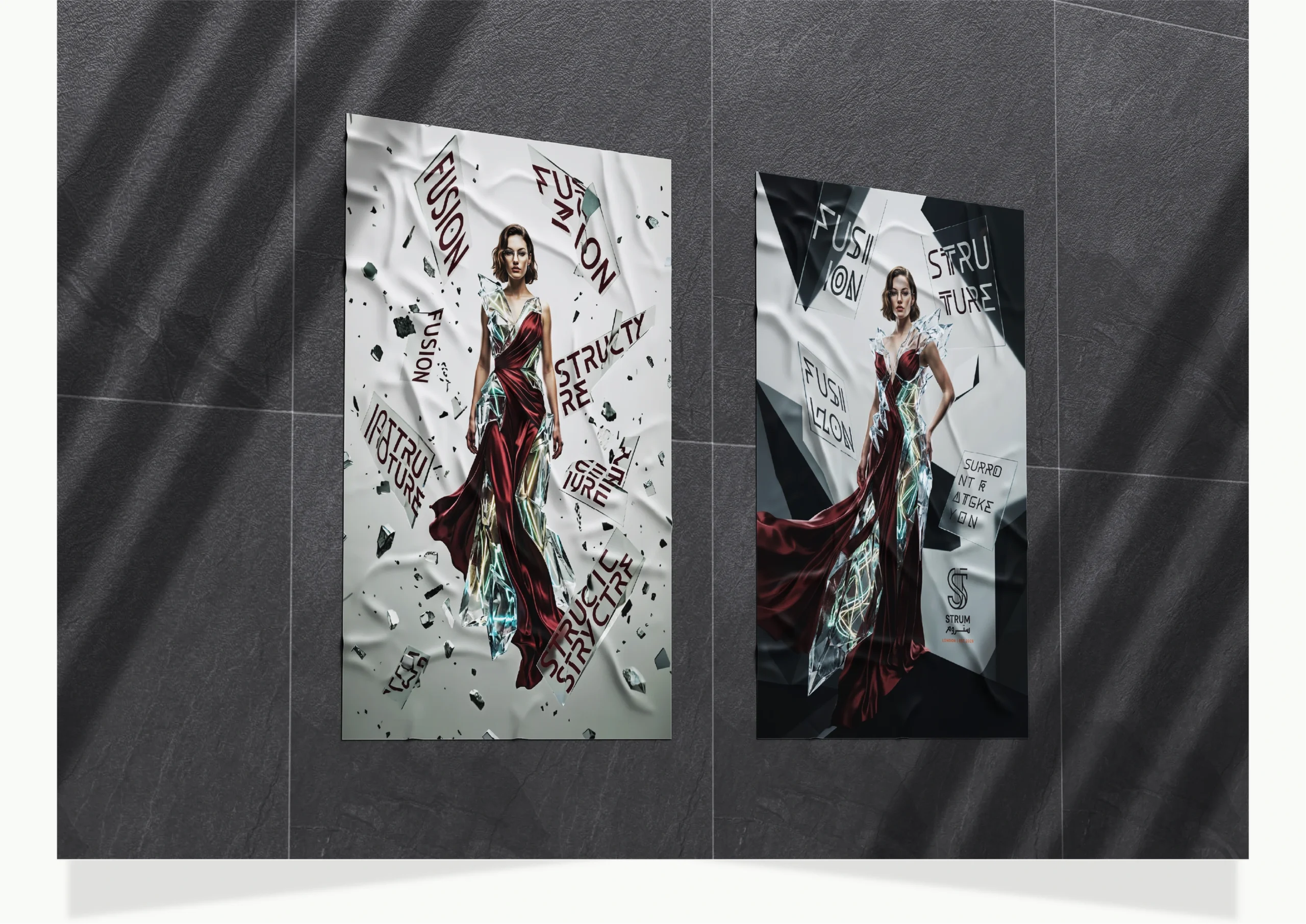 High-fashion editorial mockup design showcasing a visual brand identity by Fathi Ghabbash. Brand Design Portfolio - Creative Brand Portfolio - Visual Strategy Portfolio - Digital Branding - Visual Identity Systems