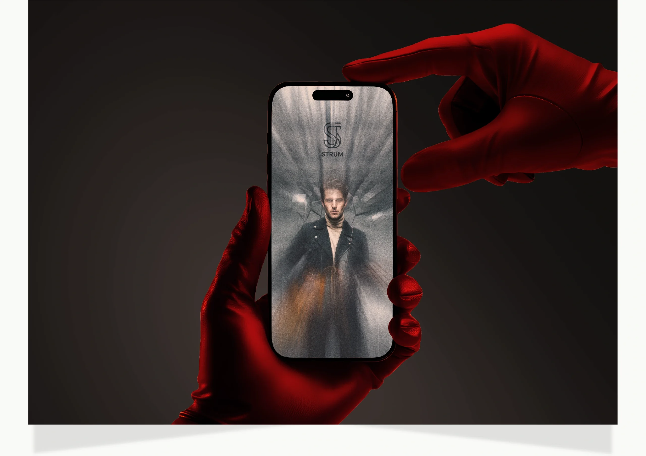 Smartphone interface mockup showcasing a luxury brand presentation by Fathi Ghabbash.